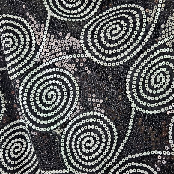 Vintage Cache Black White Sequin Satin Mini Halter Party Dress, Sz 6 - Picture 6 of 12